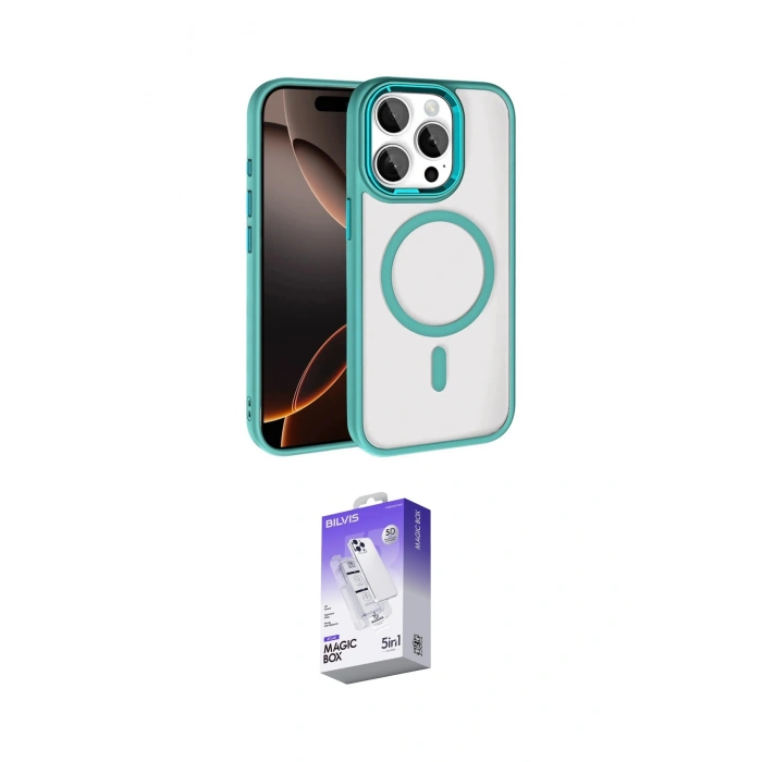 MARSİLYAN™- iPhone 15 Pro Max Kılıf Kıvılcım Prime - Siyah Bilvis 5in1 3D Magic Cam Ekran Koruyucu