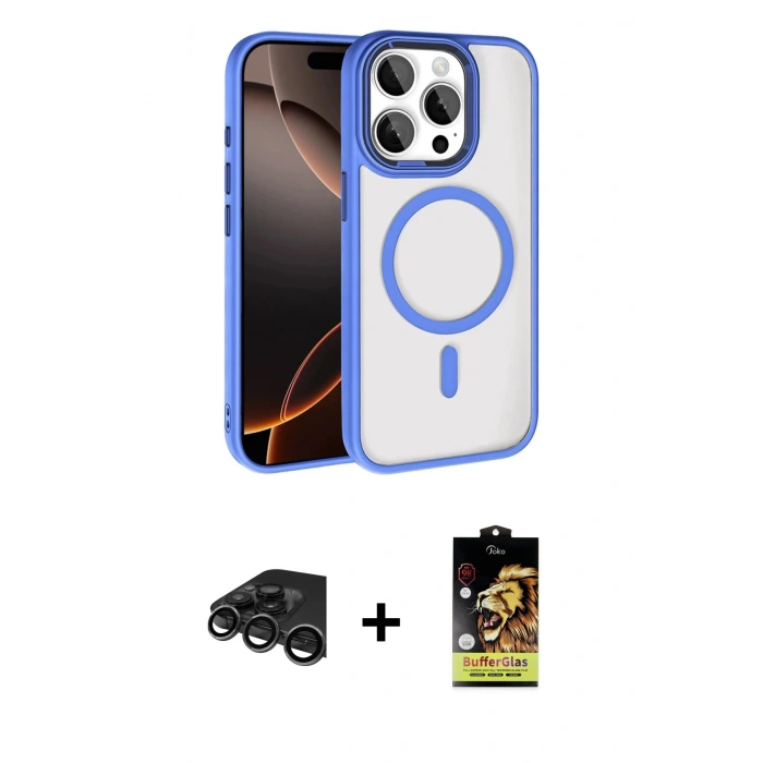 MARSİLYAN™- iPhone 15 Pro Max Kılıf Kıvılcım Prime - Siyah Buffer Cam Ekran Koruyucu + Raze Metal Kamera Lens - TMGI