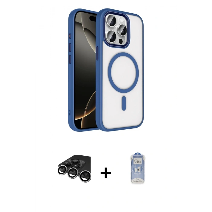 MARSİLYAN™- iPhone 15 Pro Max Kılıf Kıvılcım Prime - Siyah Joko Magic 5D Cam + Raze Metal Kamera Lens - GS
