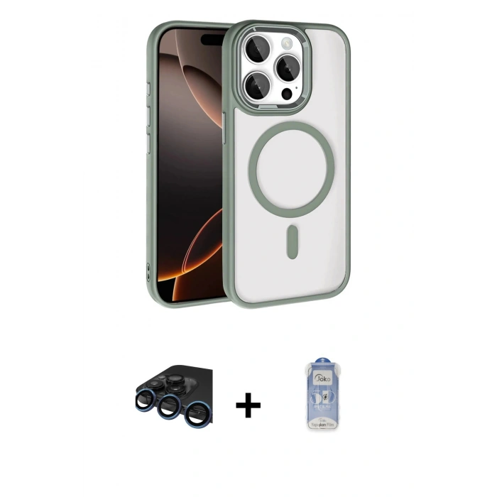 MARSİLYAN™- iPhone 15 Pro Max Kılıf Kıvılcım Prime - Siyah Joko Magic 5D Cam + Raze Metal Kamera Lens - LT