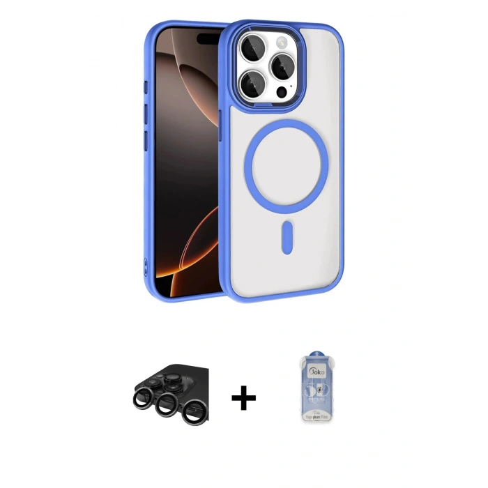MARSİLYAN™- iPhone 15 Pro Max Kılıf Kıvılcım Prime - Siyah Joko Magic 5D Cam + Raze Metal Kamera Lens - TMGI