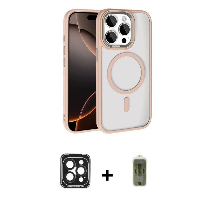 MARSİLYAN™- iPhone 15 Pro Max Kılıf Kıvılcım Prime - Siyah Joko Magic 5D Hayalet Cam + PVD Metal Kamera Lens - SH