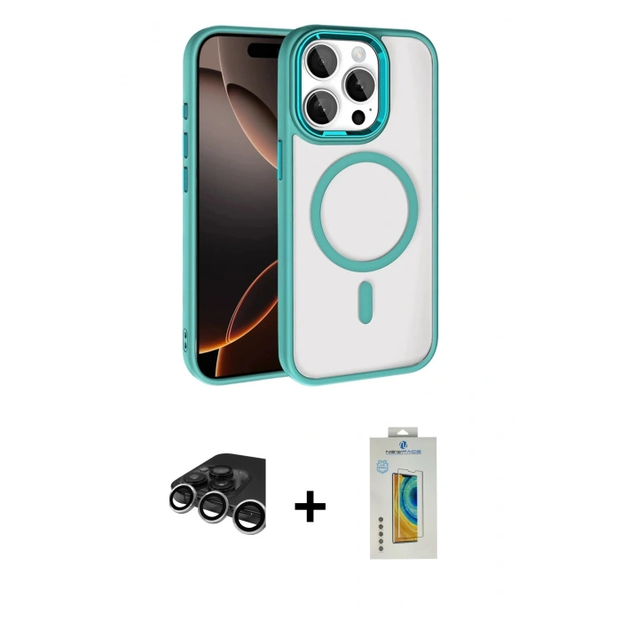 MARSİLYAN™- iPhone 15 Pro Max Kılıf Kıvılcım Prime - Siyah Polymer Nano Ekran Koruyucu + Raze Metal Kamera Lens - GS