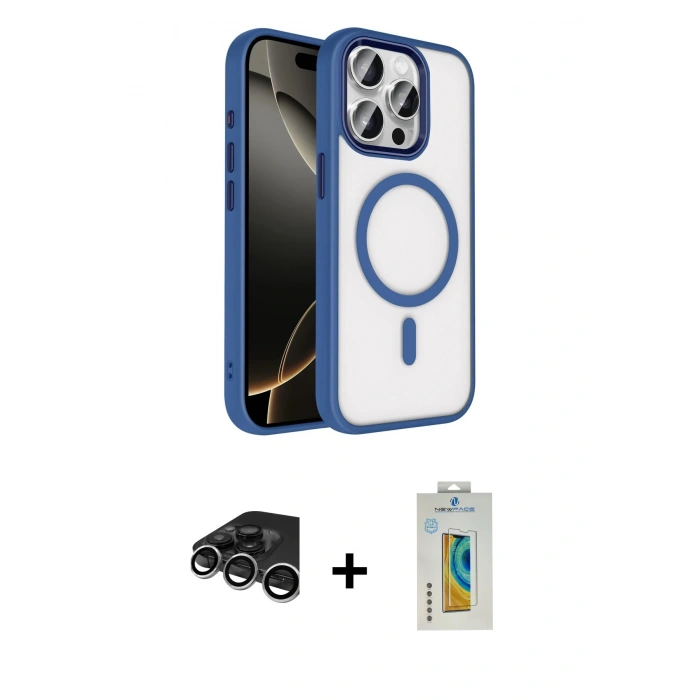 MARSİLYAN™- iPhone 15 Pro Max Kılıf Kıvılcım Prime - Siyah Polymer Nano Ekran Koruyucu + Raze Metal Kamera Lens - GS