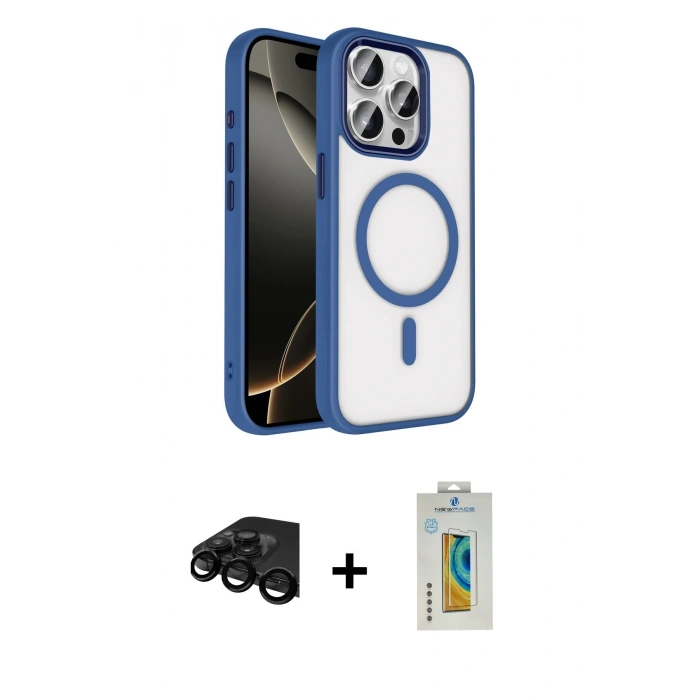 MARSİLYAN™- iPhone 15 Pro Max Kılıf Kıvılcım Prime - Siyah Polymer Nano Ekran Koruyucu + Raze Metal Kamera Lens - SH