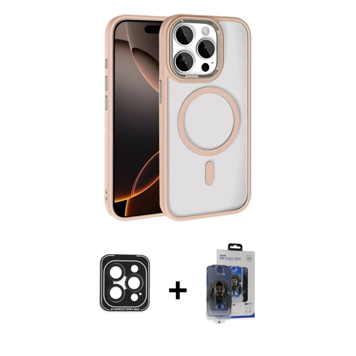 MARSİLYAN™- iPhone 15 Pro Max Kılıf Kıvılcım Prime - Siyah Vanessa Magic Cam + Siyah PVD Metal Kamera Lens