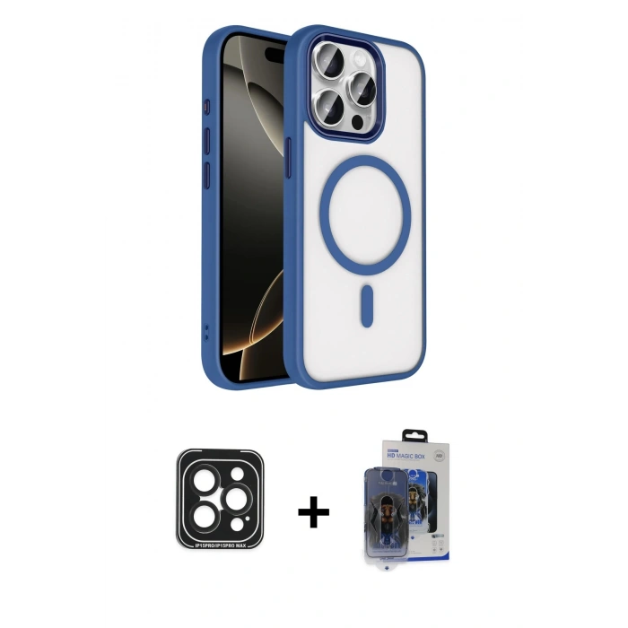 MARSİLYAN™- iPhone 15 Pro Max Kılıf Kıvılcım Prime - Siyah Vanessa Magic Cam + Siyah PVD Metal Kamera Lens