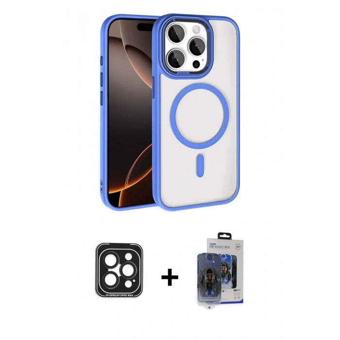 MARSİLYAN™- iPhone 15 Pro Max Kılıf Kıvılcım Prime - Siyah Vanessa Magic Cam + Siyah PVD Metal Kamera Lens