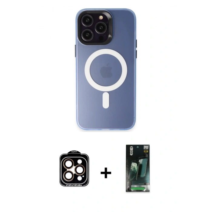 MARSİLYAN™- iPhone 15 Pro Max Kılıf Kozmos Çizgi Prime - Siyah 360 Mat Full Body Arka Koruyucu + Turuncu PVD Metal Kamera Lens