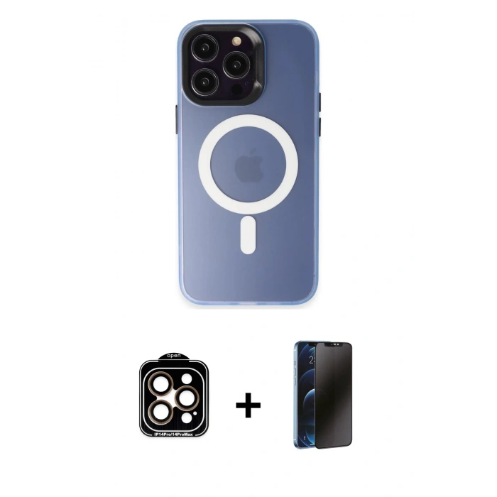 MARSİLYAN™- iPhone 15 Pro Max Kılıf Kozmos Çizgi Prime - Siyah 3D Antistatik Hayalet Cam Ekran Koruyucu + PVD Metal Kamera Lens - TU