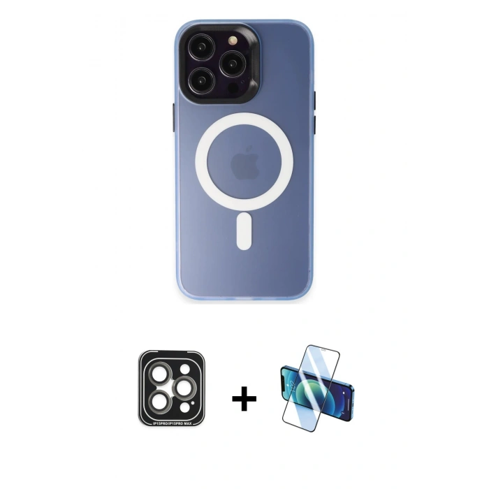 MARSİLYAN™- iPhone 15 Pro Max Kılıf Kozmos Çizgi Prime - Siyah 3D Antistatik Seramik Nano Ekran Koruyucu + PVD Metal Kamera Lens - GI