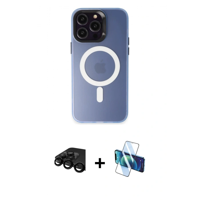 MARSİLYAN™- iPhone 15 Pro Max Kılıf Kozmos Çizgi Prime - Siyah 3D Antistatik Seramik Nano Ekran Koruyucu + Siyah Raze Metal Kamera Lens