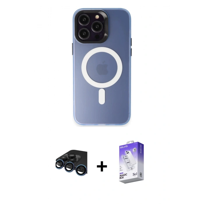 MARSİLYAN™- iPhone 15 Pro Max Kılıf Kozmos Çizgi Prime - Siyah Bilvis 5in1 3D Magic Cam Ekran Koruyucu + Raze Metal Kamera Lens - LT