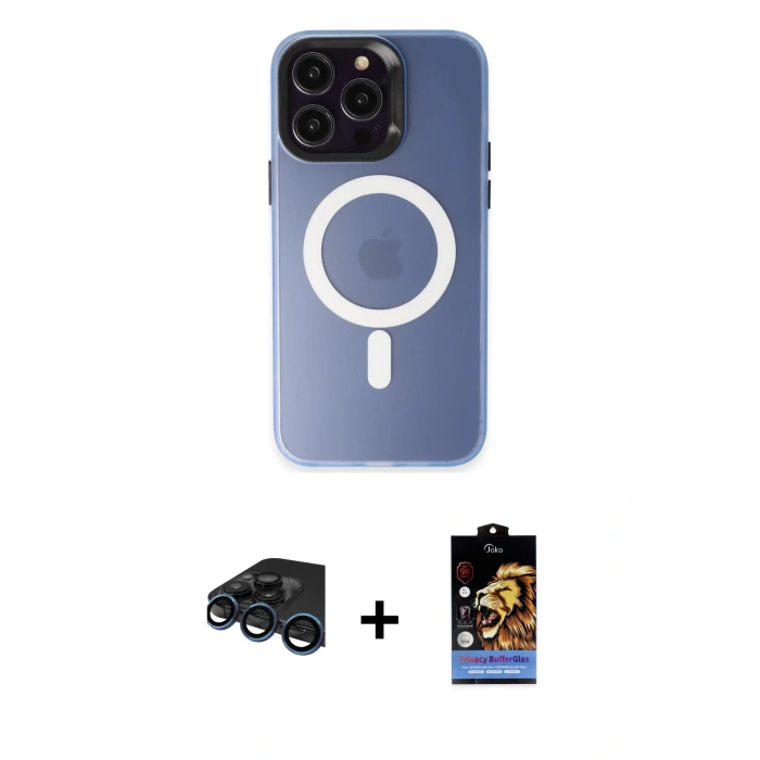 MARSİLYAN™- iPhone 15 Pro Max Kılıf Kozmos Çizgi Prime - Siyah Buffer Hayalet Cam Ekran Koruyucu + Raze Metal Kamera Lens - LT