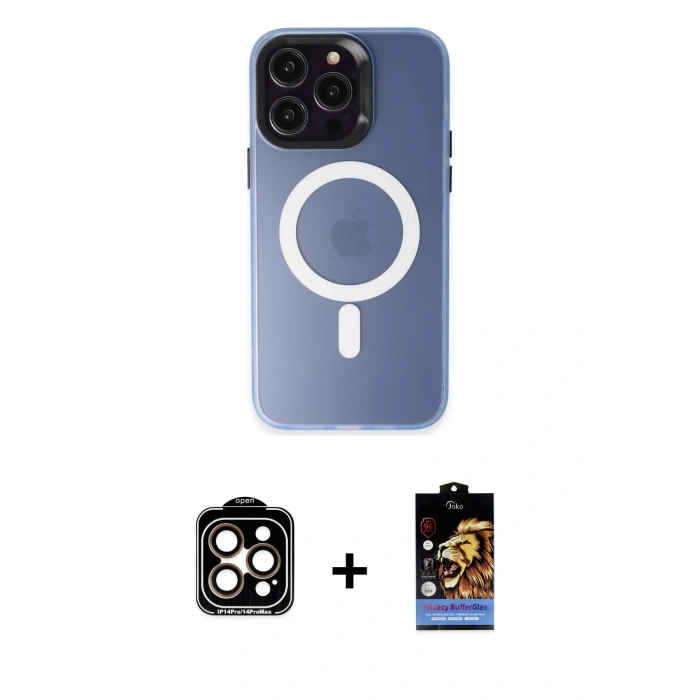 MARSİLYAN™- iPhone 15 Pro Max Kılıf Kozmos Çizgi Prime - Siyah Buffer Hayalet Cam Ekran Koruyucu + PVD Metal Kamera Lens - TU