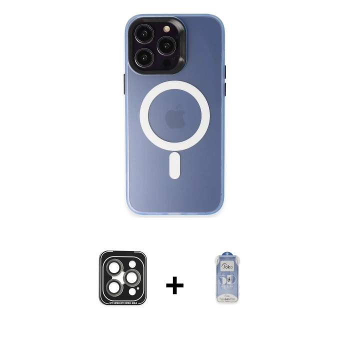 MARSİLYAN™- iPhone 15 Pro Max Kılıf Kozmos Çizgi Prime - Siyah Joko Magic 5D Cam + PVD Metal Kamera Lens - GI