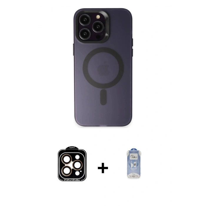 MARSİLYAN™- iPhone 15 Pro Max Kılıf Kozmos Çizgi Prime - Siyah Joko Magic 5D Cam + PVD Metal Kamera Lens - TU