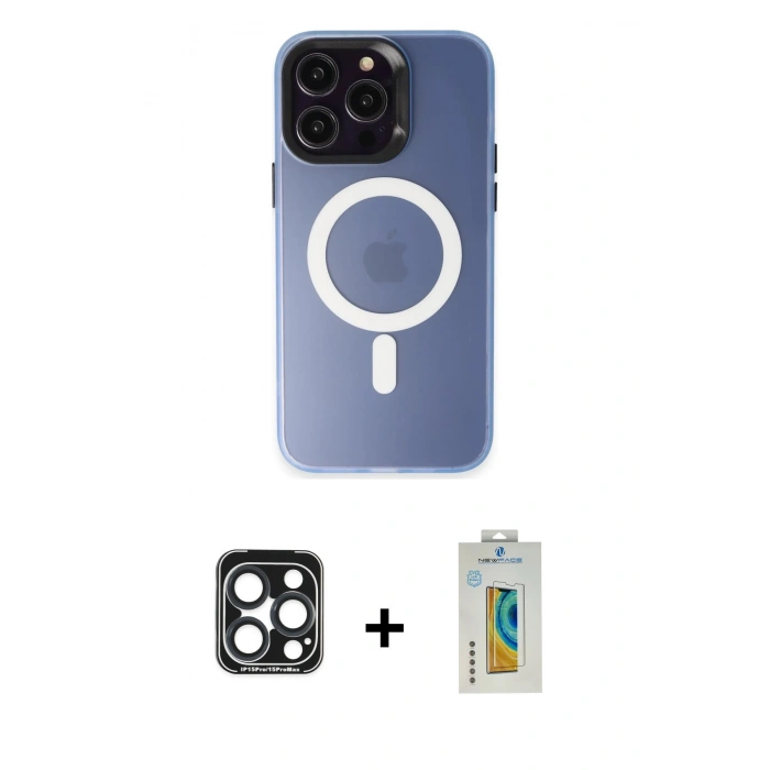 MARSİLYAN™- iPhone 15 Pro Max Kılıf Kozmos Çizgi Prime - Siyah Polymer Nano Ekran Koruyucu + PVD Metal Kamera Lens - LT