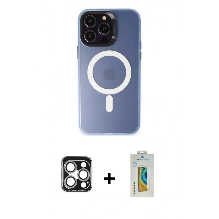 MARSİLYAN™- iPhone 15 Pro Max Kılıf Kozmos Çizgi Prime - Siyah Polymer Nano Ekran Koruyucu + PVD Metal Kamera Lens - GS