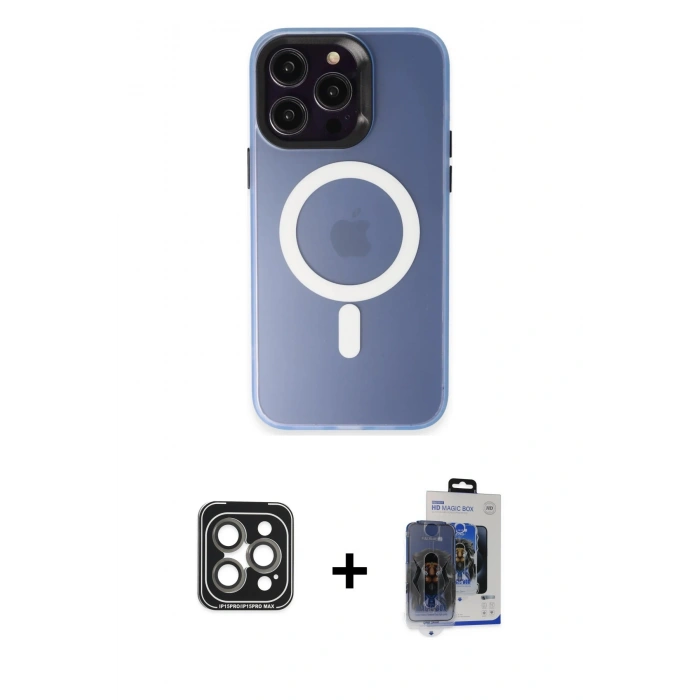 MARSİLYAN™- iPhone 15 Pro Max Kılıf Kozmos Çizgi Prime - Siyah Vanessa Magic Cam + Gri PVD Metal Kamera Lens
