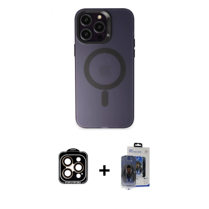 MARSİLYAN™- iPhone 15 Pro Max Kılıf Kozmos Çizgi Prime - Siyah Vanessa Magic Cam + PVD Metal Kamera Lens - TU