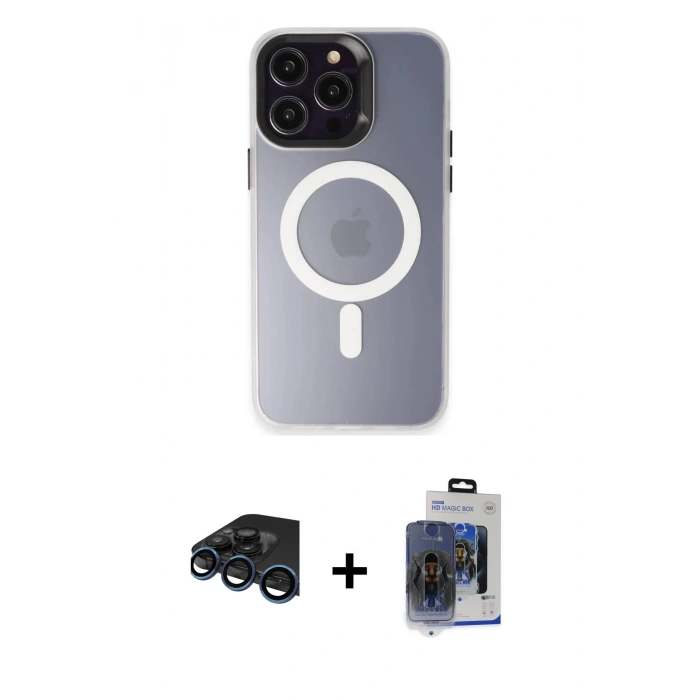 MARSİLYAN™- iPhone 15 Pro Max Kılıf Kozmos Çizgi Prime - Siyah Vanessa Magic Cam + Raze Metal Kamera Lens - LT
