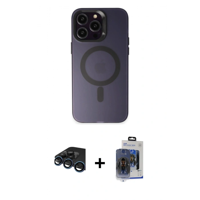 MARSİLYAN™- iPhone 15 Pro Max Kılıf Kozmos Çizgi Prime - Siyah Vanessa Magic Cam + Raze Metal Kamera Lens - LT