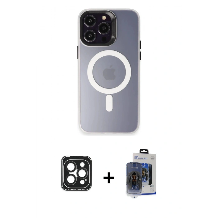 MARSİLYAN™- iPhone 15 Pro Max Kılıf Kozmos Çizgi Prime - Siyah Vanessa Magic Cam + PVD Metal Kamera Lens - SH