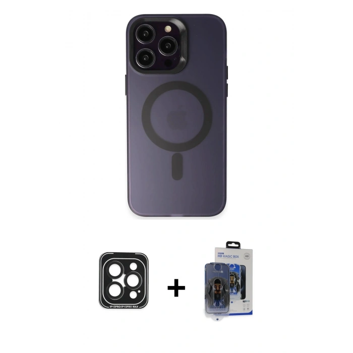 MARSİLYAN™- iPhone 15 Pro Max Kılıf Kozmos Çizgi Prime - Siyah Vanessa Magic Cam + PVD Metal Kamera Lens - SH