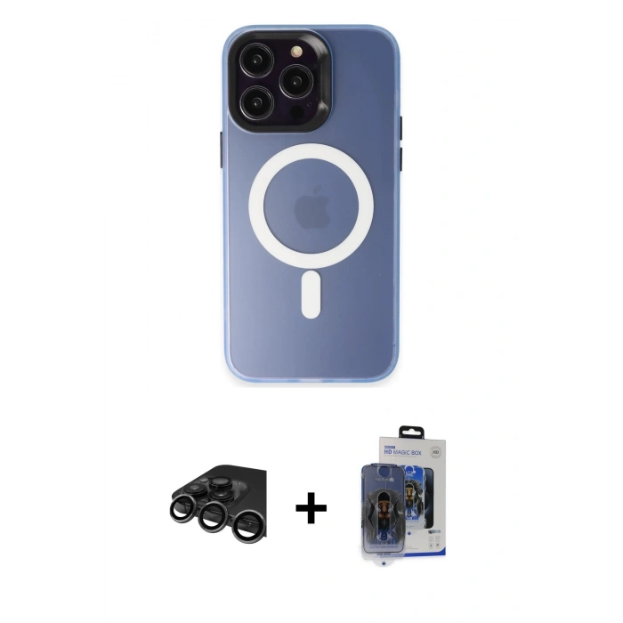 MARSİLYAN™- iPhone 15 Pro Max Kılıf Kozmos Çizgi Prime - Siyah Vanessa Magic Cam + Titanyum Gri Raze Metal Kamera Lens