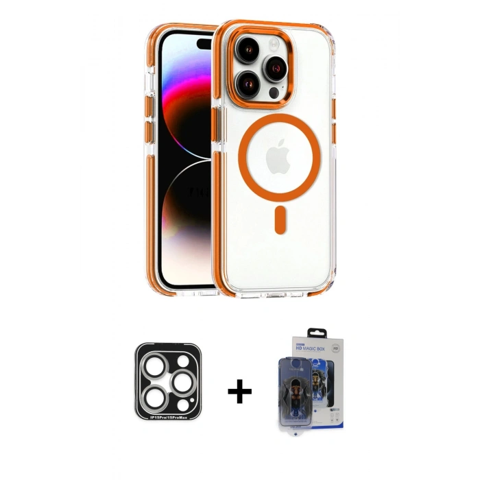 MARSİLYAN™- iPhone 15 Pro Max Kılıf Kozmos Doku Koleksiyonu - Siyah Vanessa Magic Cam + PVD Metal Kamera Lens - GS