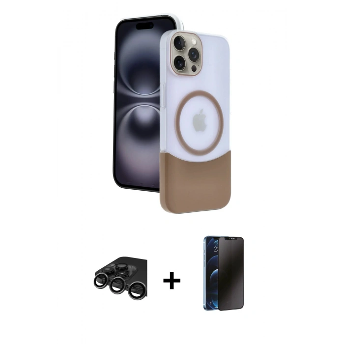 MARSİLYAN™- iPhone 15 Pro Max Kılıf Kozmos Form Özel Seri - Siyah 3D Antistatik Hayalet Cam Ekran Koruyucu + Raze Metal Kamera Lens - TMGI