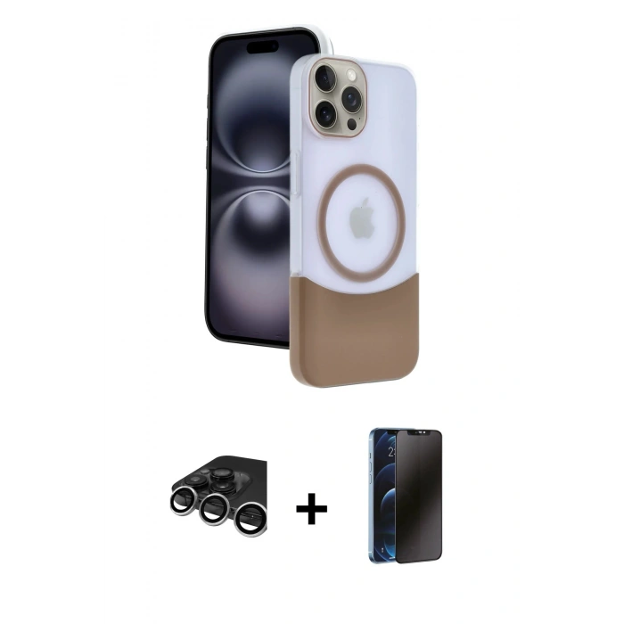 MARSİLYAN™- iPhone 15 Pro Max Kılıf Kozmos Form Özel Seri - Siyah 3D Antistatik Hayalet Cam Ekran Koruyucu + Raze Metal Kamera Lens - GS