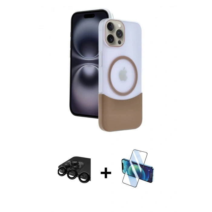 MARSİLYAN™- iPhone 15 Pro Max Kılıf Kozmos Form Özel Seri - Siyah 3D Antistatik Seramik Nano Ekran Koruyucu + Raze Metal Kamera Lens - SH