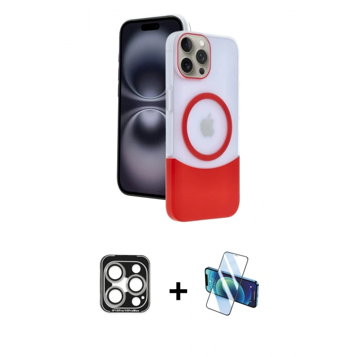 MARSİLYAN™- iPhone 15 Pro Max Kılıf Kozmos Form Özel Seri - Siyah 3D Antistatik Seramik Nano Ekran Koruyucu + PVD Metal Kamera Lens - GS