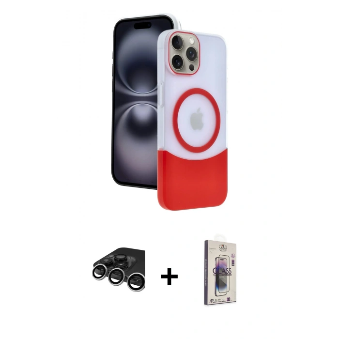 MARSİLYAN™- iPhone 15 Pro Max Kılıf Kozmos Form Özel Seri - Siyah Bilvis 3D Cam Ekran Koruyucu + Raze Metal Kamera Lens - GS