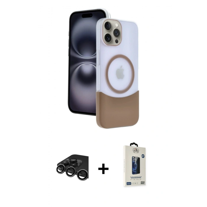 MARSİLYAN™- iPhone 15 Pro Max Kılıf Kozmos Form Özel Seri - Siyah Bilvis Hayalet Cam Ekran Koruyucu + Raze Metal Kamera Lens - TMGI