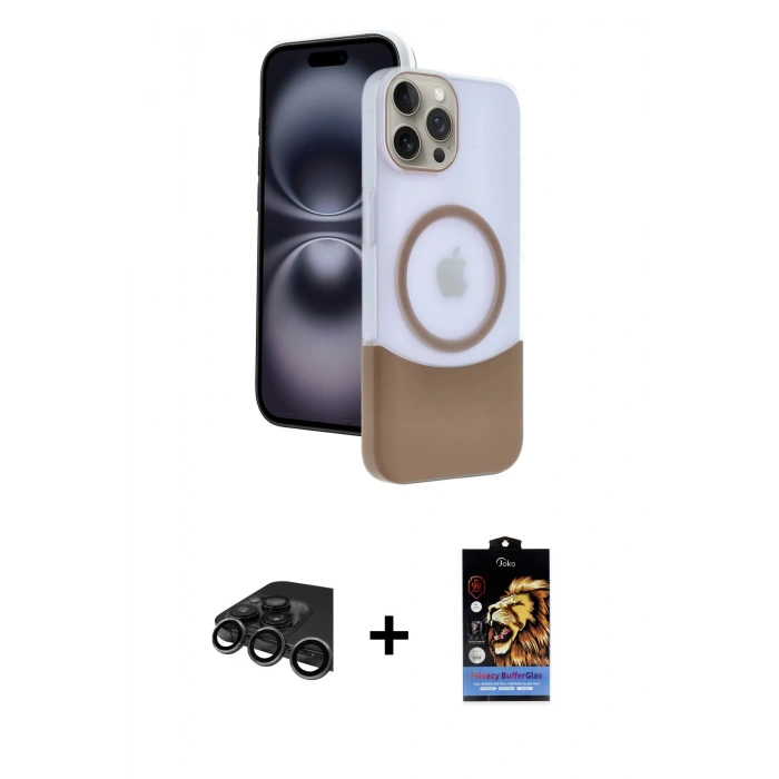 MARSİLYAN™- iPhone 15 Pro Max Kılıf Kozmos Form Özel Seri - Siyah Buffer Hayalet Cam Ekran Koruyucu + Raze Metal Kamera Lens - TMGI