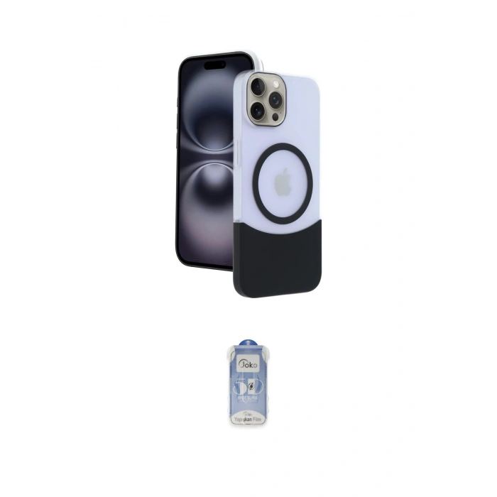 MARSİLYAN™- iPhone 15 Pro Max Kılıf Kozmos Form Özel Seri - Siyah Joko Magic 5D Cam