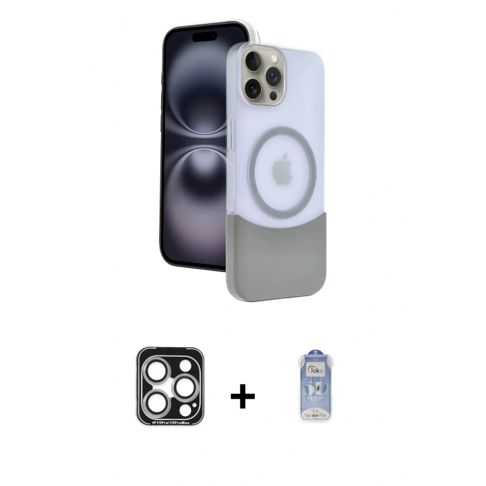 MARSİLYAN™- iPhone 15 Pro Max Kılıf Kozmos Form Özel Seri - Siyah Joko Magic 5D Cam + PVD Metal Kamera Lens - GS