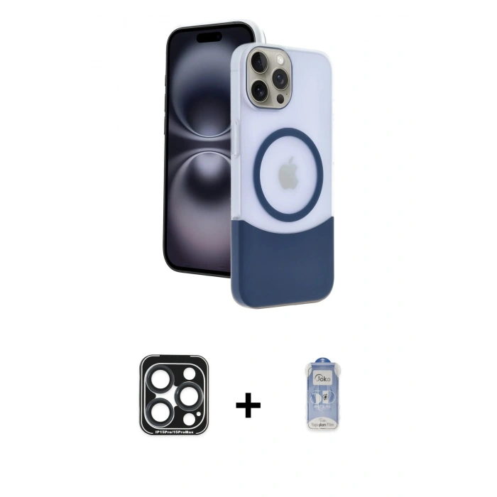 MARSİLYAN™- iPhone 15 Pro Max Kılıf Kozmos Form Özel Seri - Siyah Joko Magic 5D Cam + PVD Metal Kamera Lens - LT