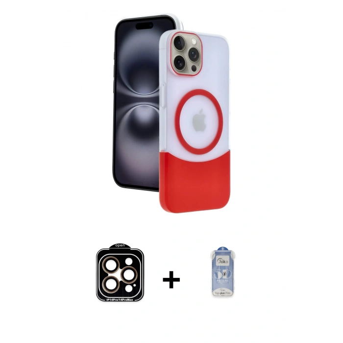 MARSİLYAN™- iPhone 15 Pro Max Kılıf Kozmos Form Özel Seri - Siyah Joko Magic 5D Cam + PVD Metal Kamera Lens - TU