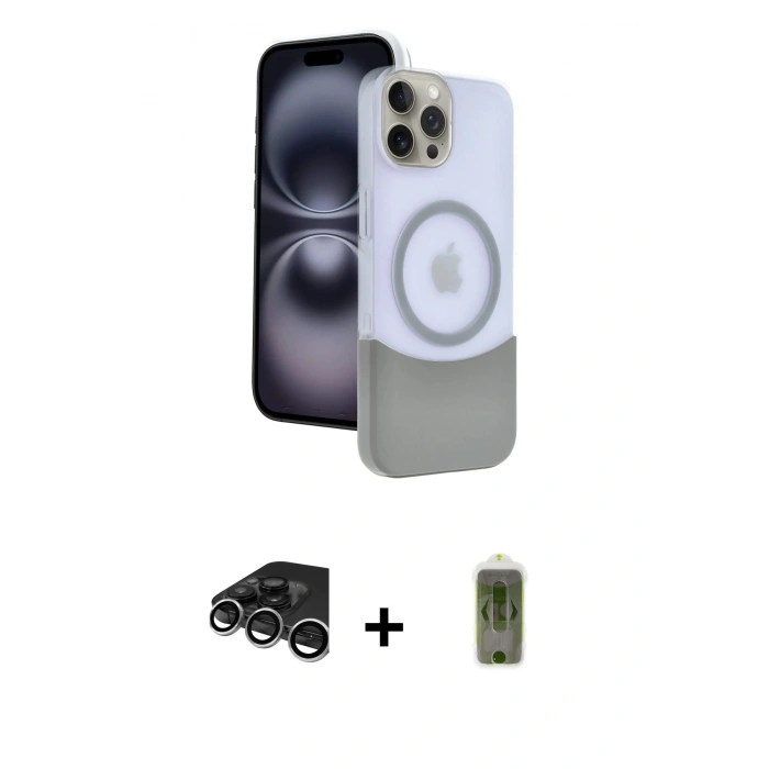 MARSİLYAN™- iPhone 15 Pro Max Kılıf Kozmos Form Özel Seri - Siyah Joko Magic 5D Hayalet Cam + Raze Metal Kamera Lens - GS