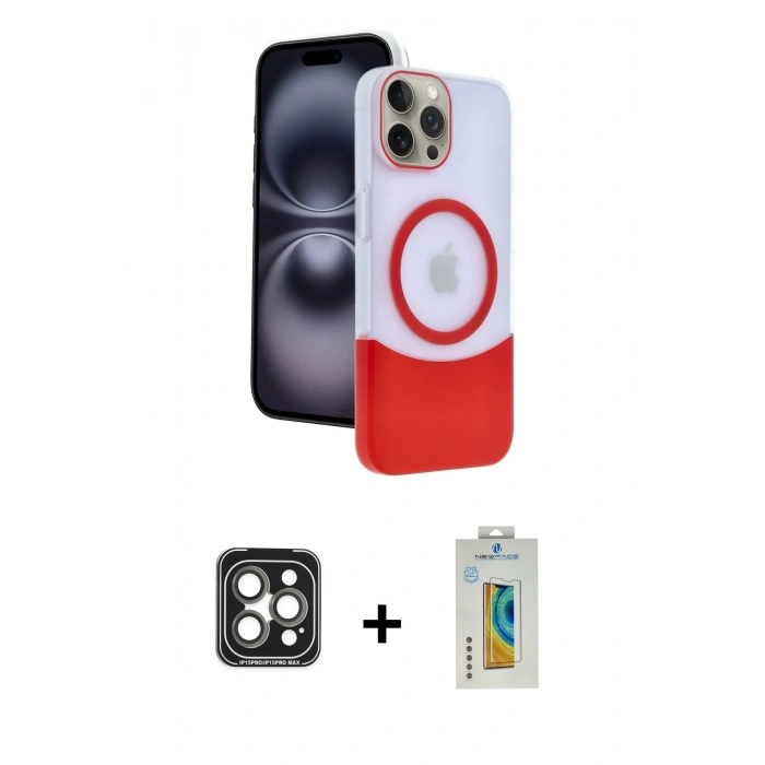 MARSİLYAN™- iPhone 15 Pro Max Kılıf Kozmos Form Özel Seri - Siyah Polymer Nano Ekran Koruyucu + PVD Metal Kamera Lens - GI