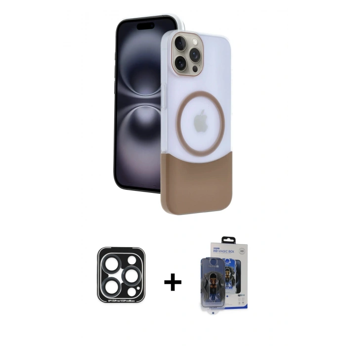 MARSİLYAN™- iPhone 15 Pro Max Kılıf Kozmos Form Özel Seri - Siyah Vanessa Magic Cam + PVD Metal Kamera Lens - LT