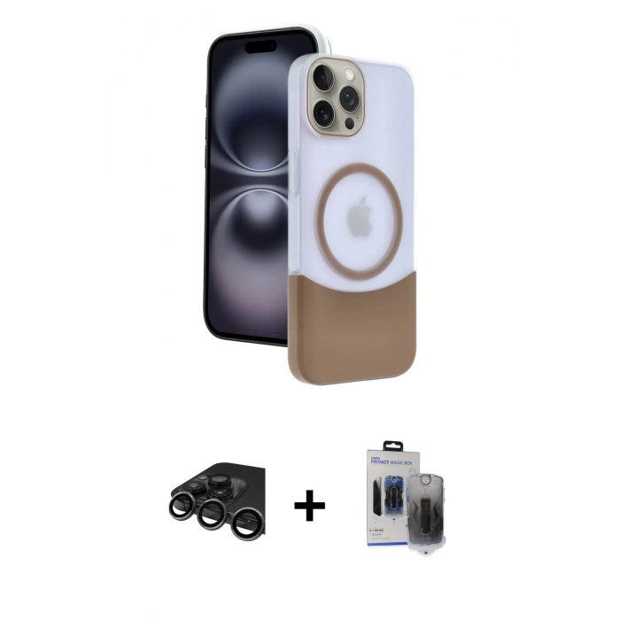 MARSİLYAN™- iPhone 15 Pro Max Kılıf Kozmos Form Özel Seri - Siyah Vanessa Magic Hayalet Cam + Raze Metal Kamera Lens - TMGI
