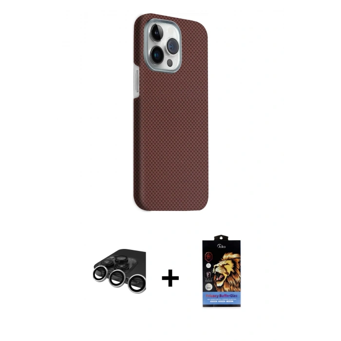 MARSİLYAN™- iPhone 15 Pro Max Kılıf Kozmos Klasik Prime - Siyah Buffer Hayalet Cam Ekran Koruyucu + Raze Metal Kamera Lens - GS