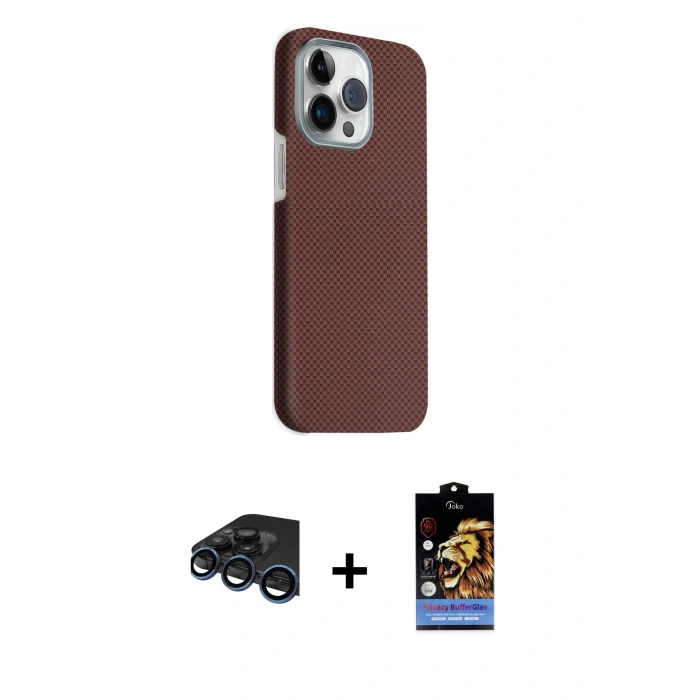MARSİLYAN™- iPhone 15 Pro Max Kılıf Kozmos Klasik Prime - Siyah Buffer Hayalet Cam Ekran Koruyucu + Raze Metal Kamera Lens - LT