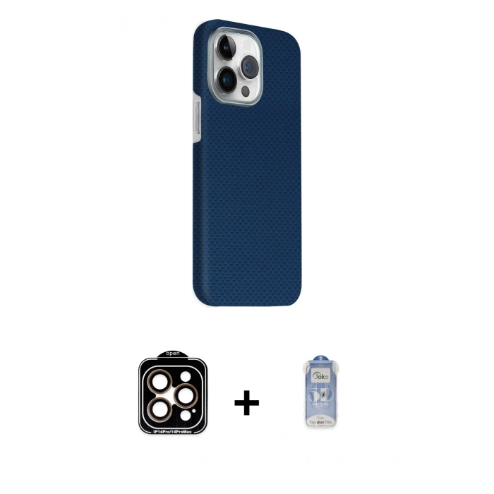 MARSİLYAN™- iPhone 15 Pro Max Kılıf Kozmos Klasik Prime - Siyah Joko Magic 5D Cam + PVD Metal Kamera Lens - TU