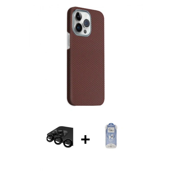 MARSİLYAN™- iPhone 15 Pro Max Kılıf Kozmos Klasik Prime - Siyah Joko Magic 5D Cam + Raze Metal Kamera Lens - SH